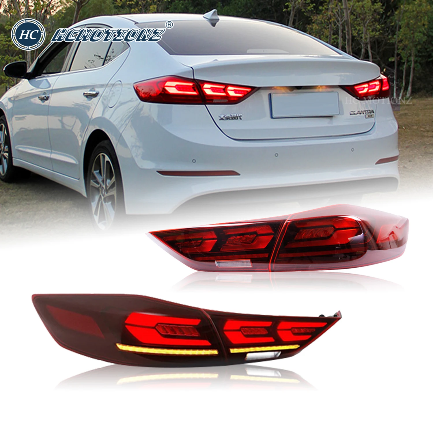 HCMOTIONZ LED Tail Lights Assembly for Hyundai Elantra 2016 2017 2018 DRL Start UP Animation Styling Back Lamps Accessories