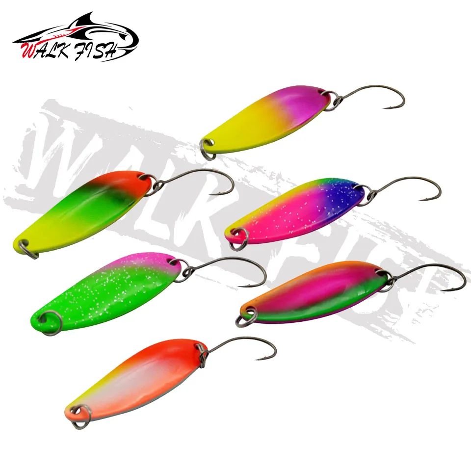 SPAZIERGANG FISCH 1PCS Neue Trout Löffel Köder 5g 40mm Metall Angeln Locken Mit Einzel Haken Harten Köder lockt Forellen Barsch Chub Lachs – Detail 4