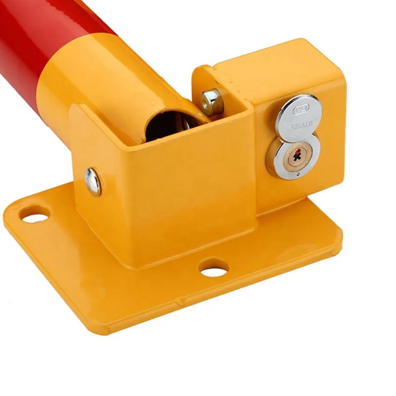 Top Standard Manual Car Parking Lock, T Shape Strip Parking Lock Bright Black with Yellow Warning Color Easy Mounting by The Key
