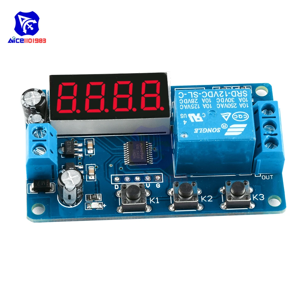 12V 1 CH Timer Delay Control Relay Module Power Supply Board Switch 4 Bits LED Digital Tube Display Relay Module