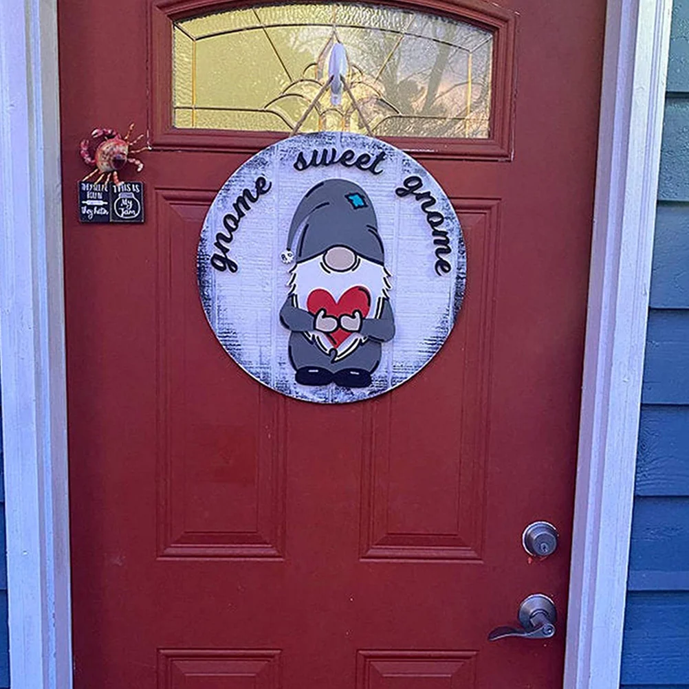 

1 set 1 Set Gnome Door Hanging Pendant Wooden Home Decor Simple Wooden Pendant Creative Design Shop Garden