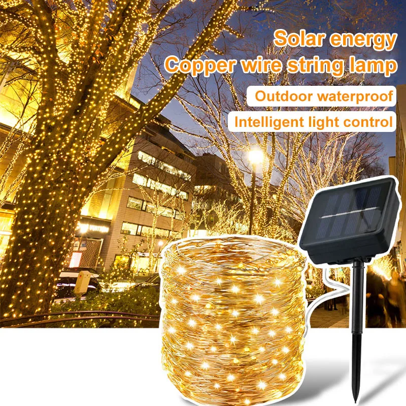 

Color LED Solar Copper Wire Lamp Outdoor Waterproof Super Bright Solar Lamps 8 Functions Courtyard Decoration Light