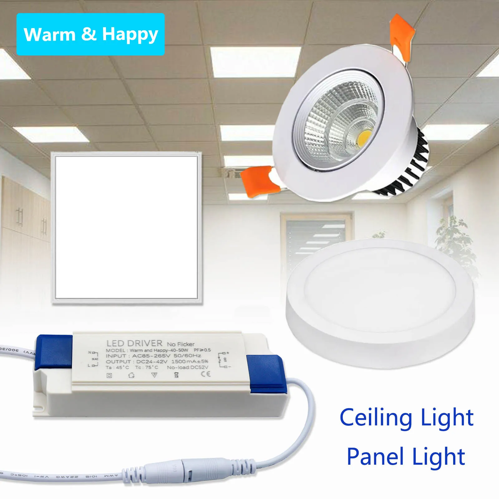 LED Driver 40-50W DC24-42V 1200mA 1500mA Flat Plug Interface Power Supply Lighting Transformer Panel Light Ceiling Light DIY