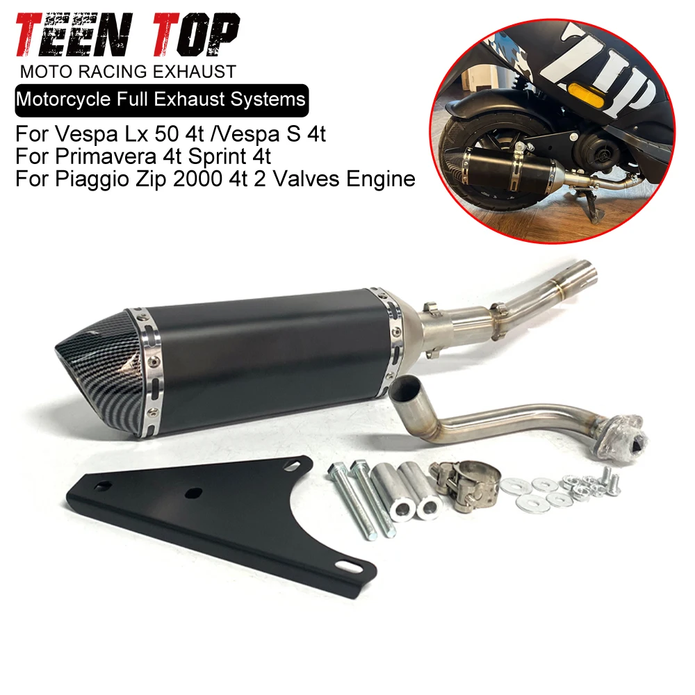 Motorfiets Volledige Uitlaatsysteem Voor Vespa Lx 50 4 t Primavera Sprint Piaggio 2000 Voorste Pijp Uitlaat Voor Vespa S 4 t Slip Op 50CC