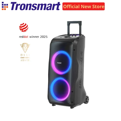Tronsmart Halo 300 Speaker Partybox 240W with Guitar/Mic/XLR Input, TWS, 20H Playtime, wheels & Hidden Lever, for Party