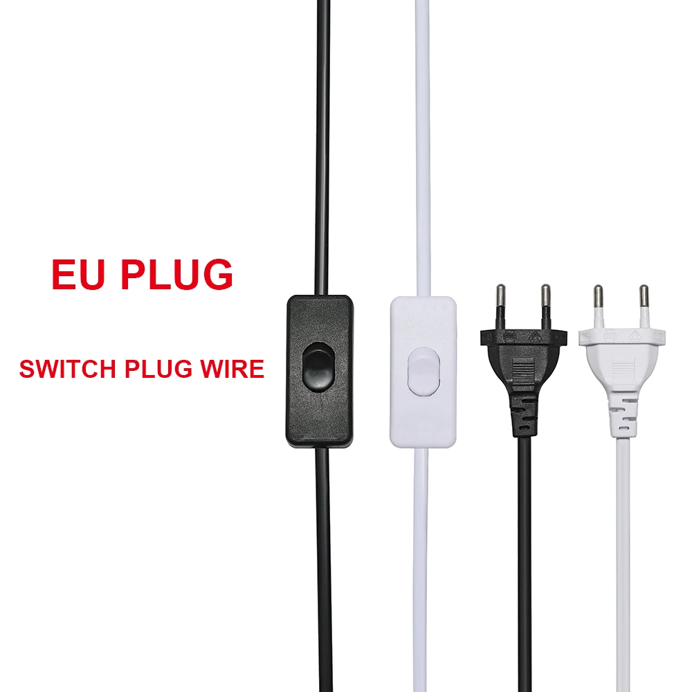 Imagem -06 - Eua Interruptor Plug Fio Cabo Controlador Lâmpada de Mesa Lâmpadas Parede Linha Alimentação Ac110v 220v 1.8m Preto Branco da ue