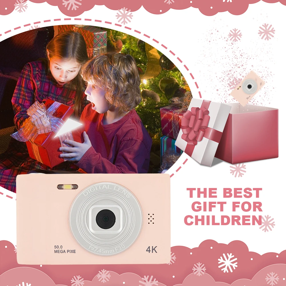 4K Photography Camcorder Front Rear Cam Campus Selfie Mini Retro Camera with Flashlight Entry-Level Small Students Selfie Camera