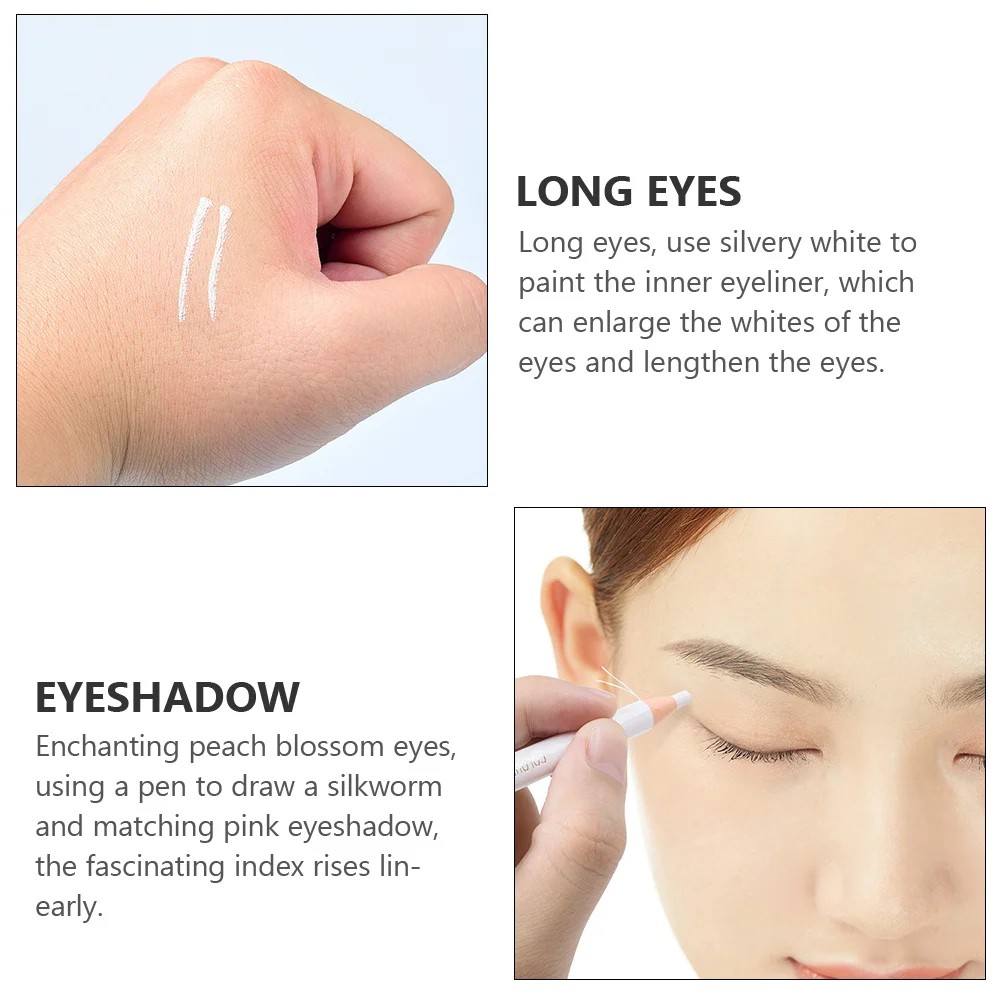2Pcs Waterproof Eyebrow Pencils Long Eyeliner Pencil Wood Wrapped Silkworm Pen Highlighter Makeup Eye Drawing
