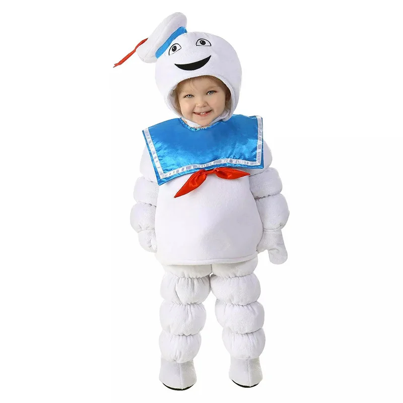 

Kids Baby Mini Stay Puft Ghostbusters Marshmallow Costumes for Halloween Cute 3 Pieces Set Outfit for Party Carnival