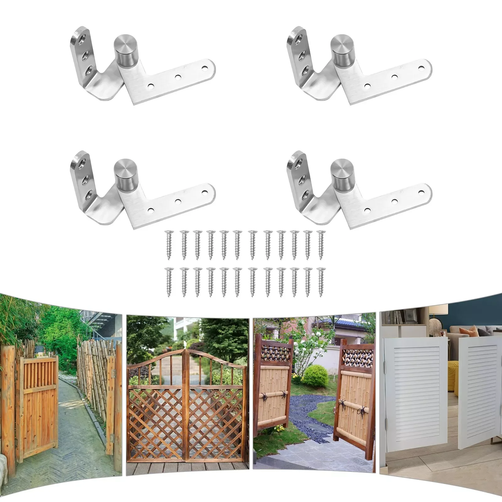 4 Pcs Pivot Door Hinges Heavy Duty Door Hinges 201 Stainless Steel Door Mount Hinges for over 30mm thick doors