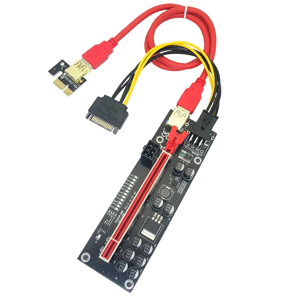 6 piezas V011 Pro PCIE Riser para tarjeta de Video 011 Pro PCI Express X1 a X16, extensor de 60CM, Cable USB 3,0, SATA a 6Pin de alimentación para minería