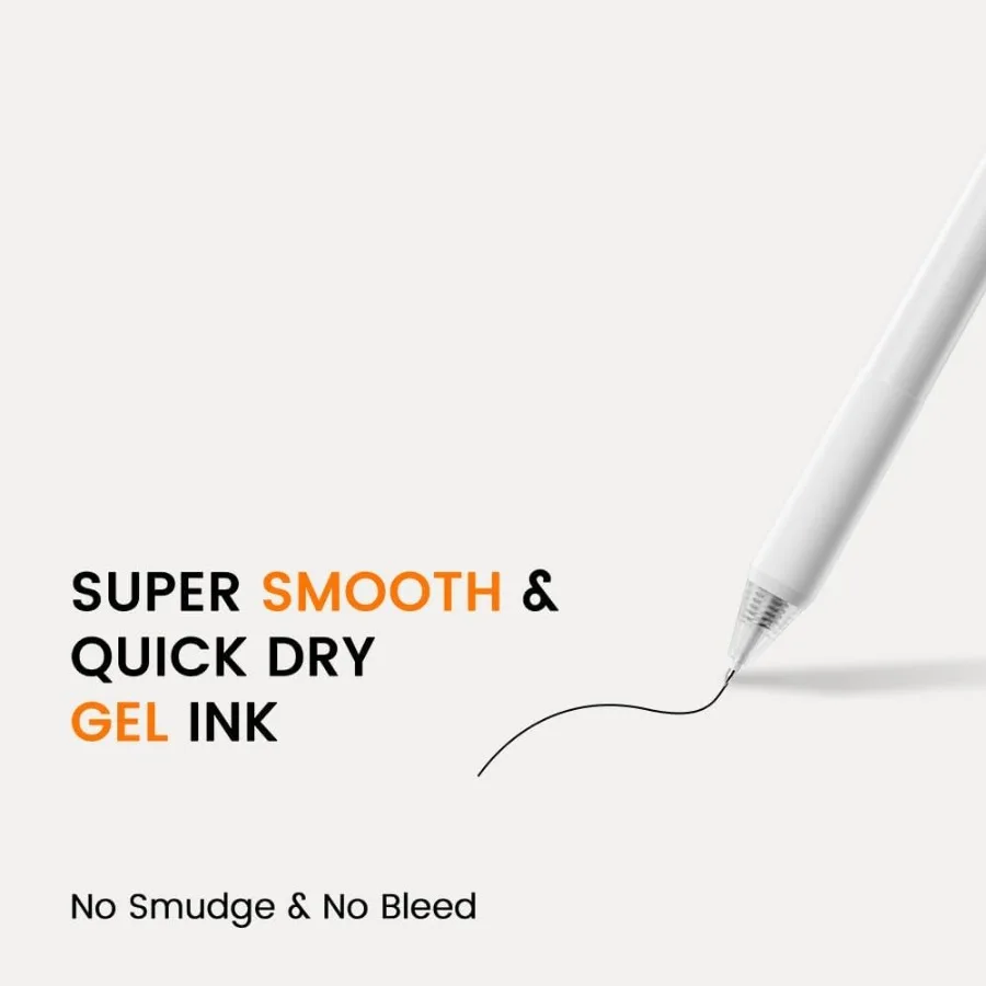 أقلام جل حبر أسود 4 قطع 0.5 ملم قلم كتابة ناعم ونقطة دقيقة للوازم المدرسية المكتبية باللون الأبيض #2