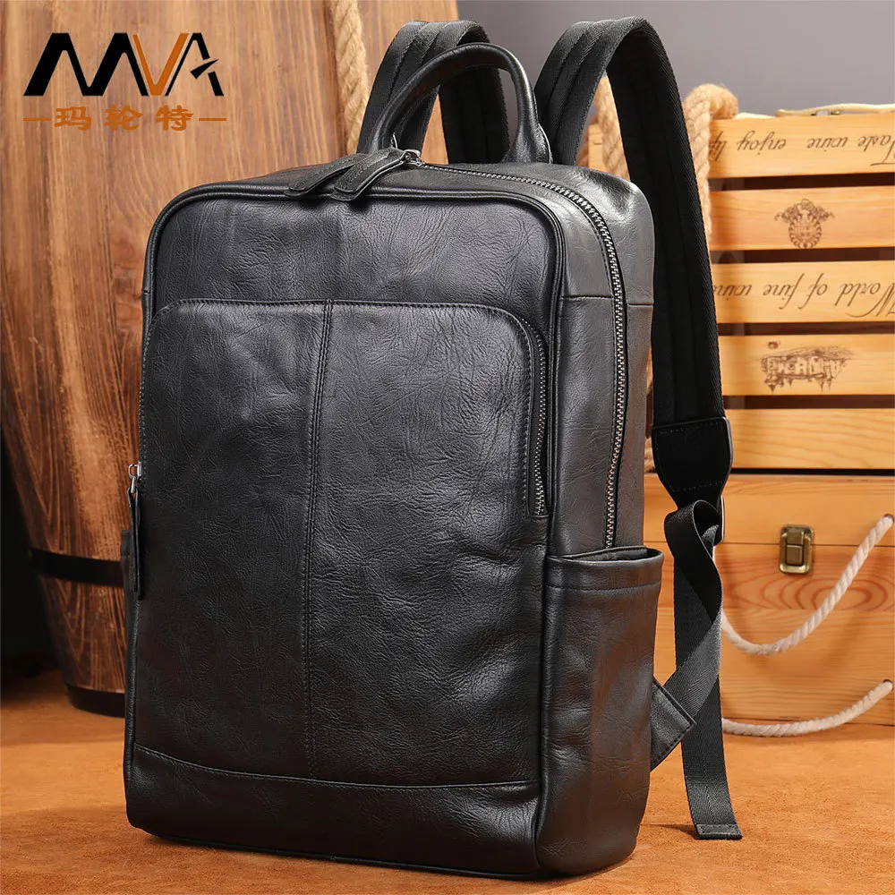 Leather Men's Backpack Men's Business Casual First Layer Cowhide School Bag College Student Computer Backpack