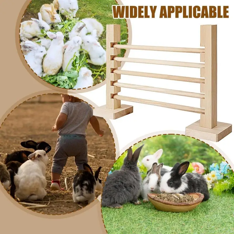 Jump Hurdle Bar Wood Jump Bar Obstacle Game for Rabbit Activity Toys Set for Playful Training Height Adjustable Multifunctional