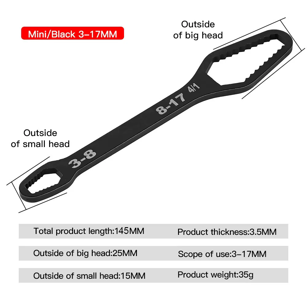 8-22mm 3-17mm Double End Universele Moersleutel Multifunctionele, Zelfspannende Moersleutel Reparatie Tools Double Ended Wrench