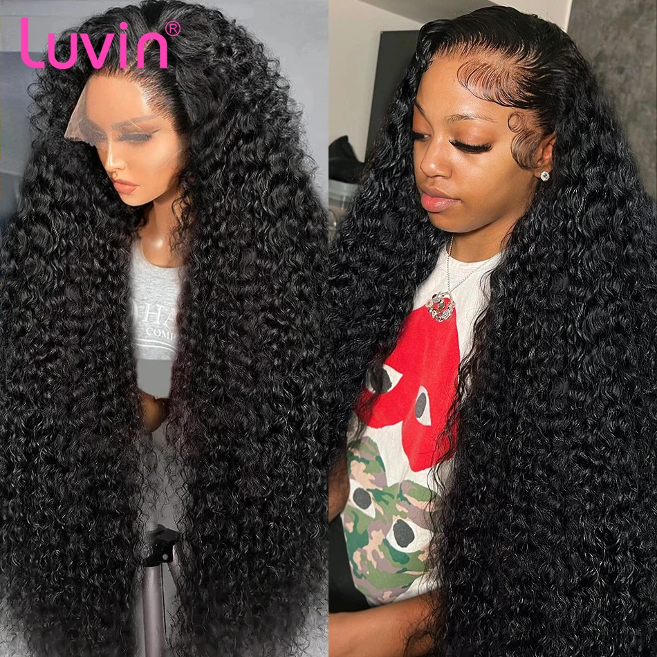 Luvin 250% Deep Wave 13x6 Lace Front Human Hair Wigs 30 40Inch Brazilian Remy Water Curly 13x4 Frontal 5x5 Closure Wig For Women