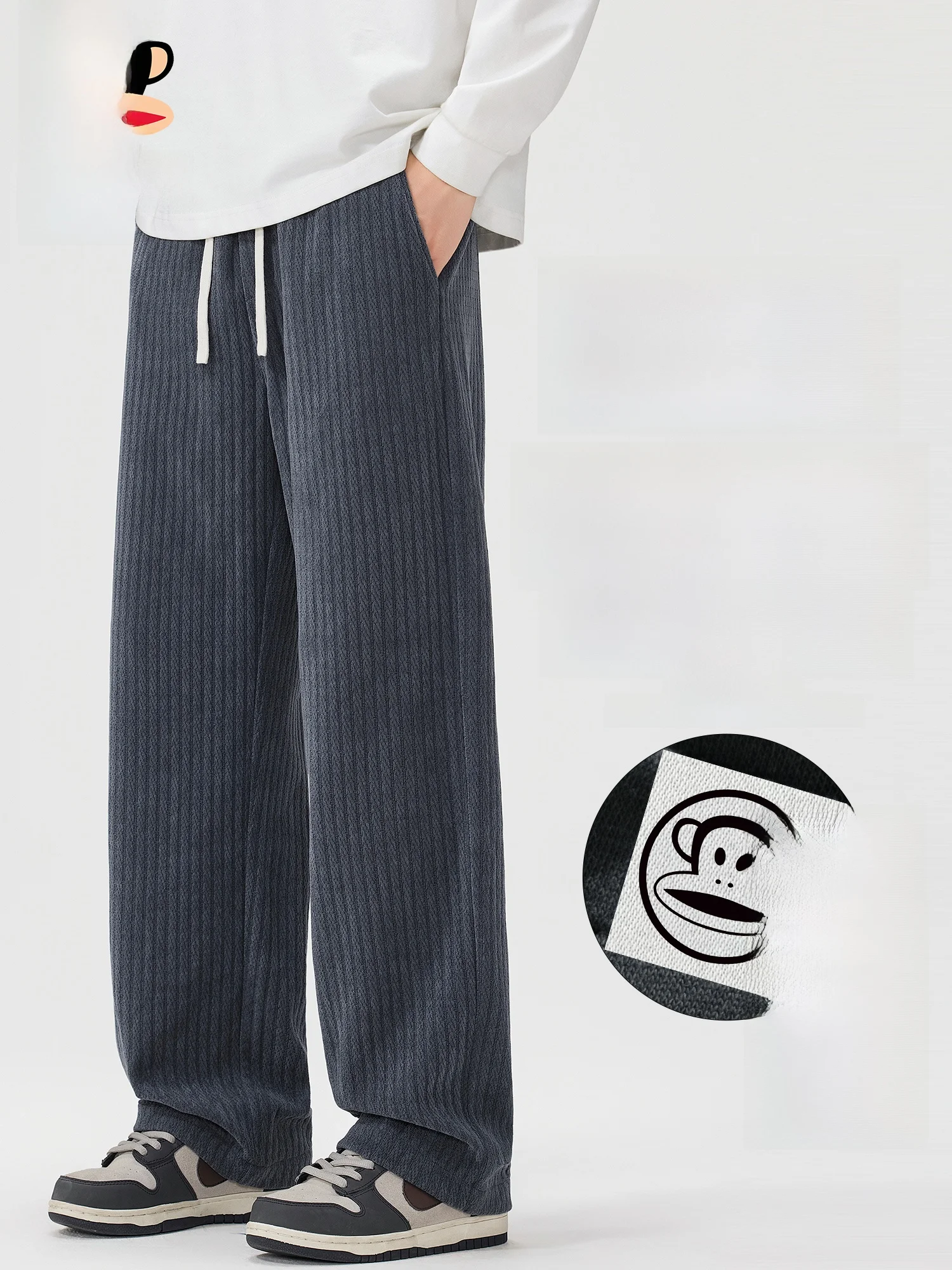

PaulFrank Thiened Fce Lined Loose Casual Pants for Men Winter Faion Straight Leg Trousers Comfortable Polyester Fabric