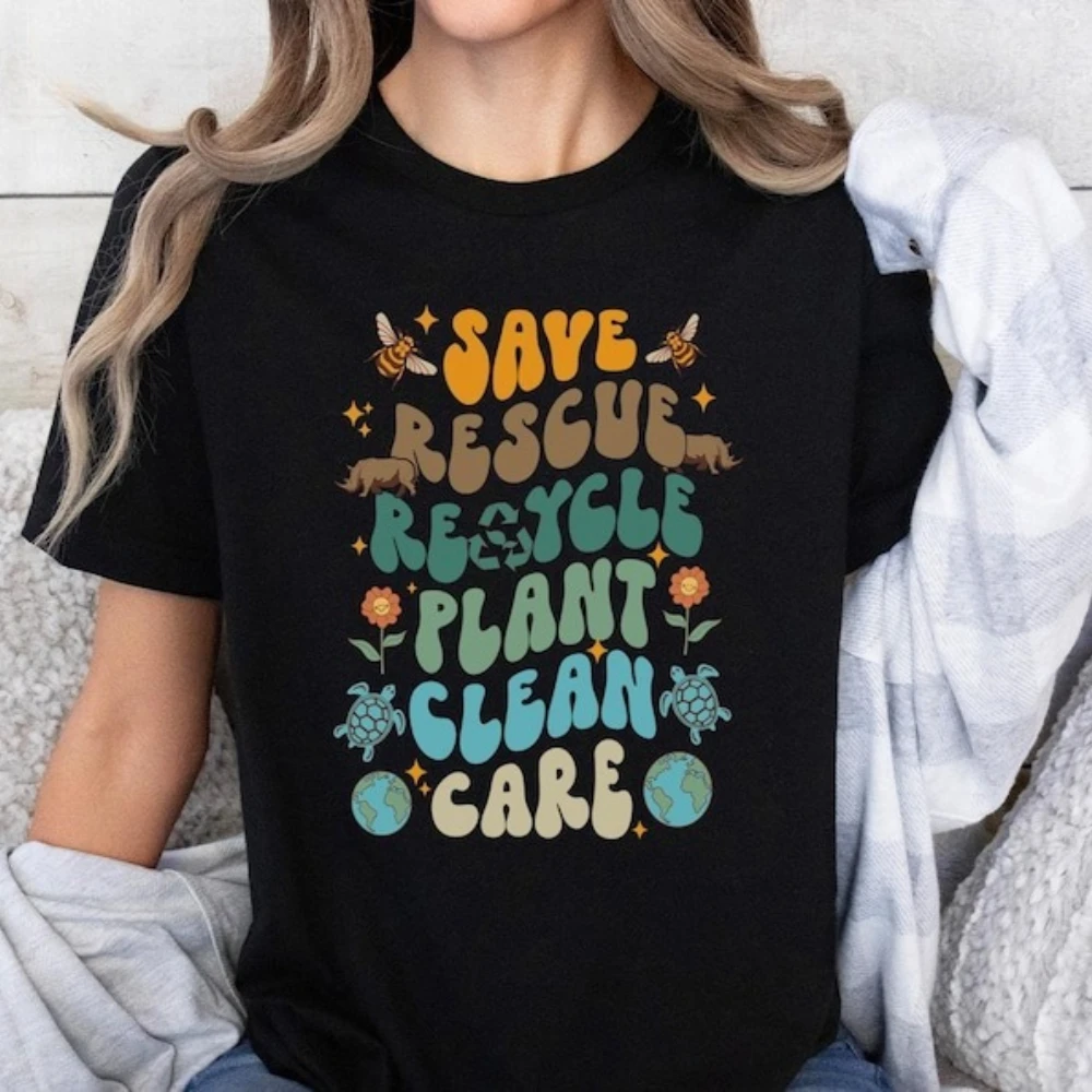 يوم الأرض اليوم اليومي تي شيرت صديقة للبيئة التي شيرت سعيد يوم الأرض قميص صديق البيئة لطيف هدية المحملة الرجال النساء ملابس علوية من القطن