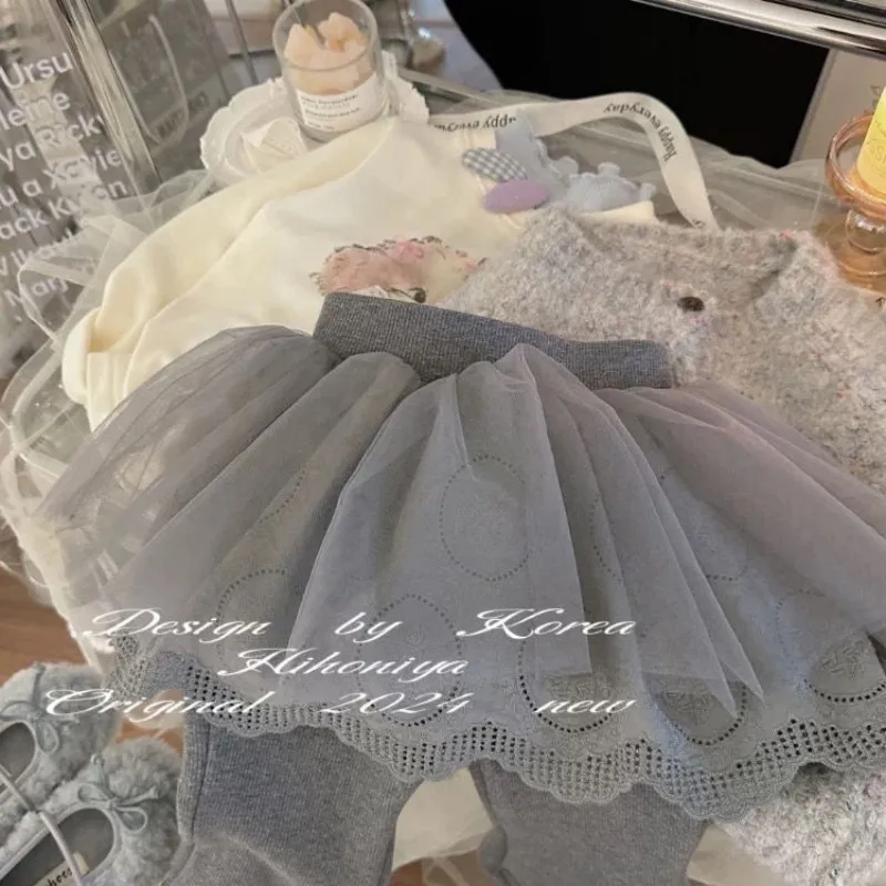 Girls' leggings autumn and winter new item fake two-piece velvet yarn skirt flared pants children's comfortable pants skirt 6