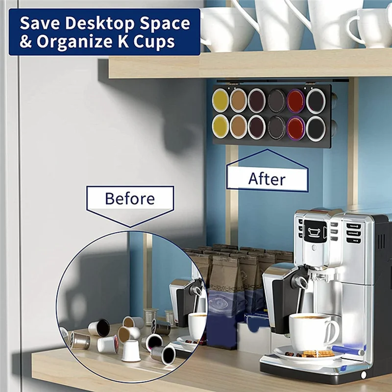 Подставка для чашки ABHU K, подставка для хранения кофе под шкафом, совместимая с 12 капсул для чашек, компактная стойка для капсул для кофе