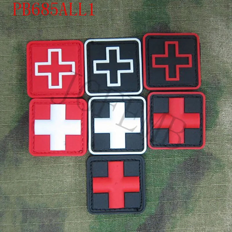 Medical 3D PVC Patch Badges, Red Cross, Soft Shell, Outdoor, Medical, 2.5cm, 2 Pieces