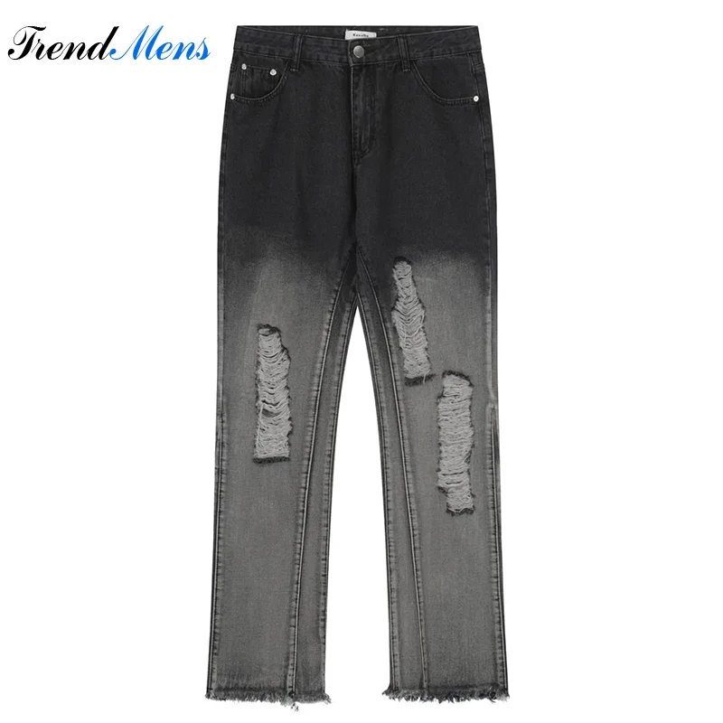 

Y2k Jeans for Men Casual Baggy Pants HOLE Pantalones Homme Streetwear Men's Clothing Trousers Youthful Vitality Kanye Wednesday