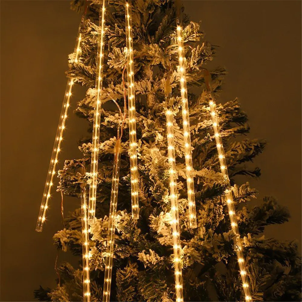 Imagem -02 - Led Meteor Shower Rain Lights Decoração do Jardim Guirlanda de Rua ao ar Livre Ano Novo Decoração de Natal Plug eu Plug us 50 cm 30cm