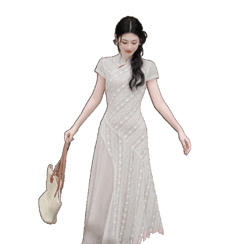 

New Chinese-style improved cheongsam can be worn daily for women's summer, designer exquisite dress