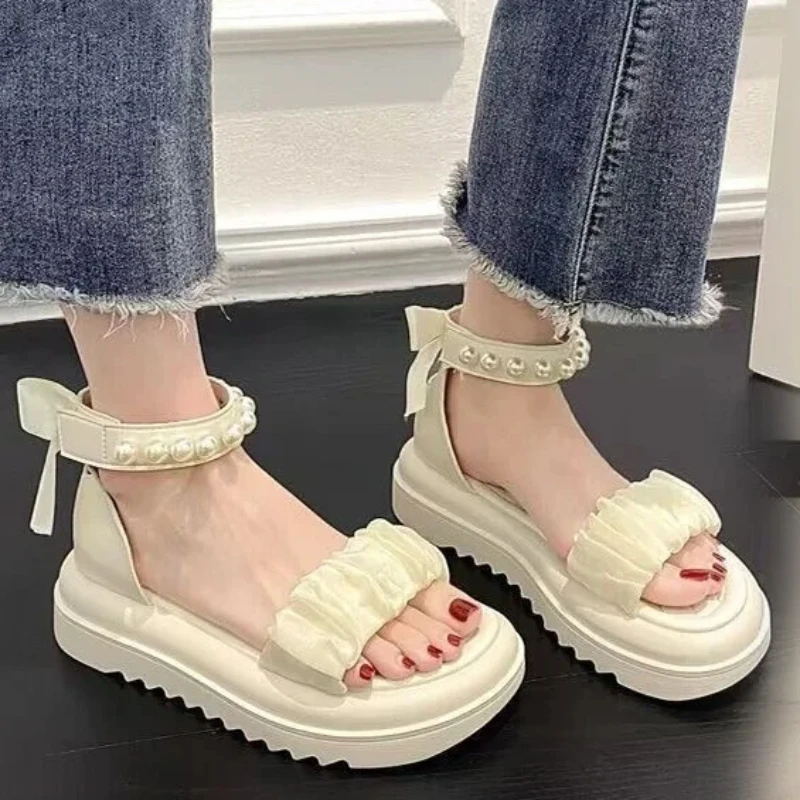 2024 Summer Fashionable Casual and Comfortable Girls Open-Toe Thick-soled Soft-soled Heightened Thick-soled Anti-Slip Sandals