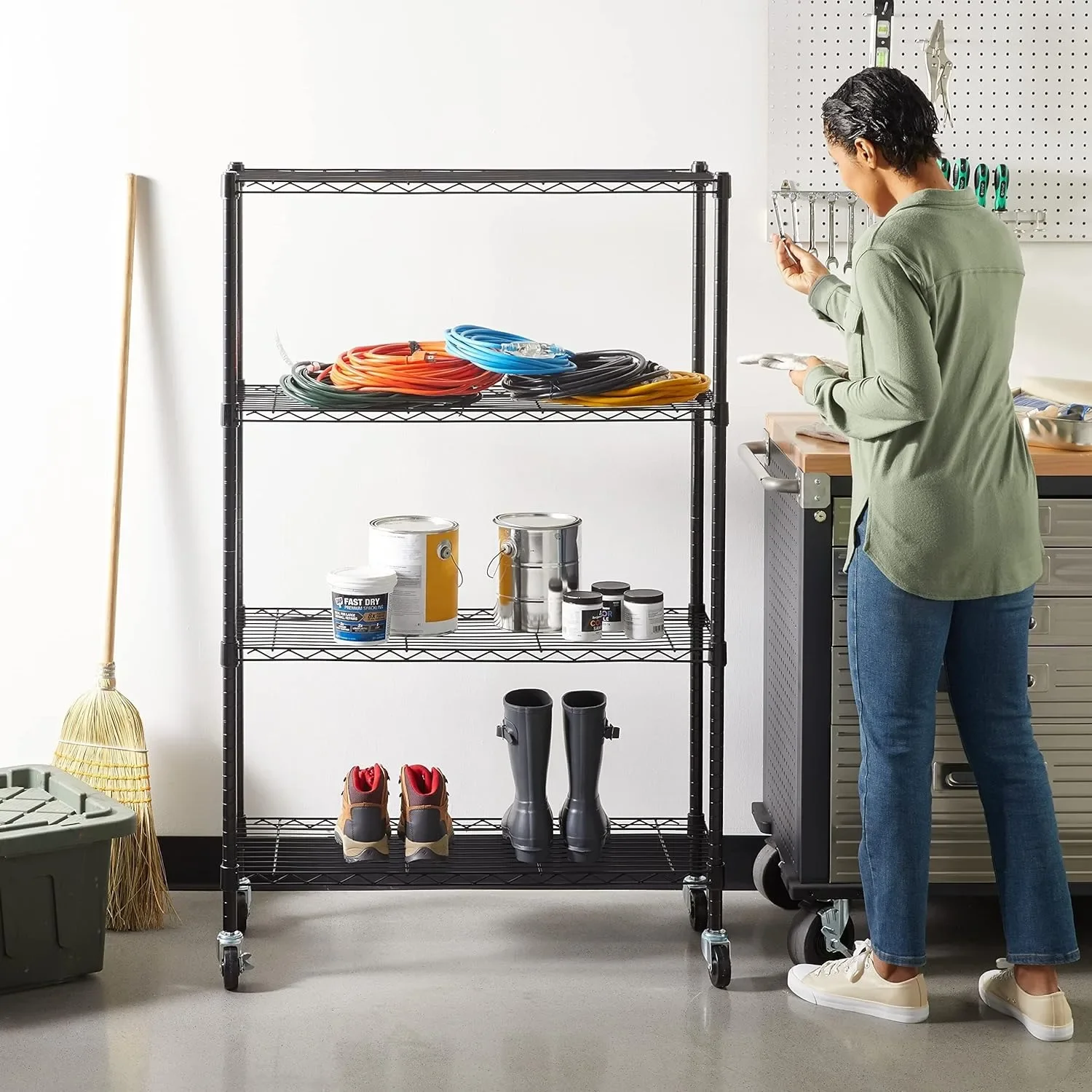 4-Shelf Adjustable, Heavy Duty Storage Shelving Unit, Steel Organizer Wire Rack, 36" L x 14" W x 54" H