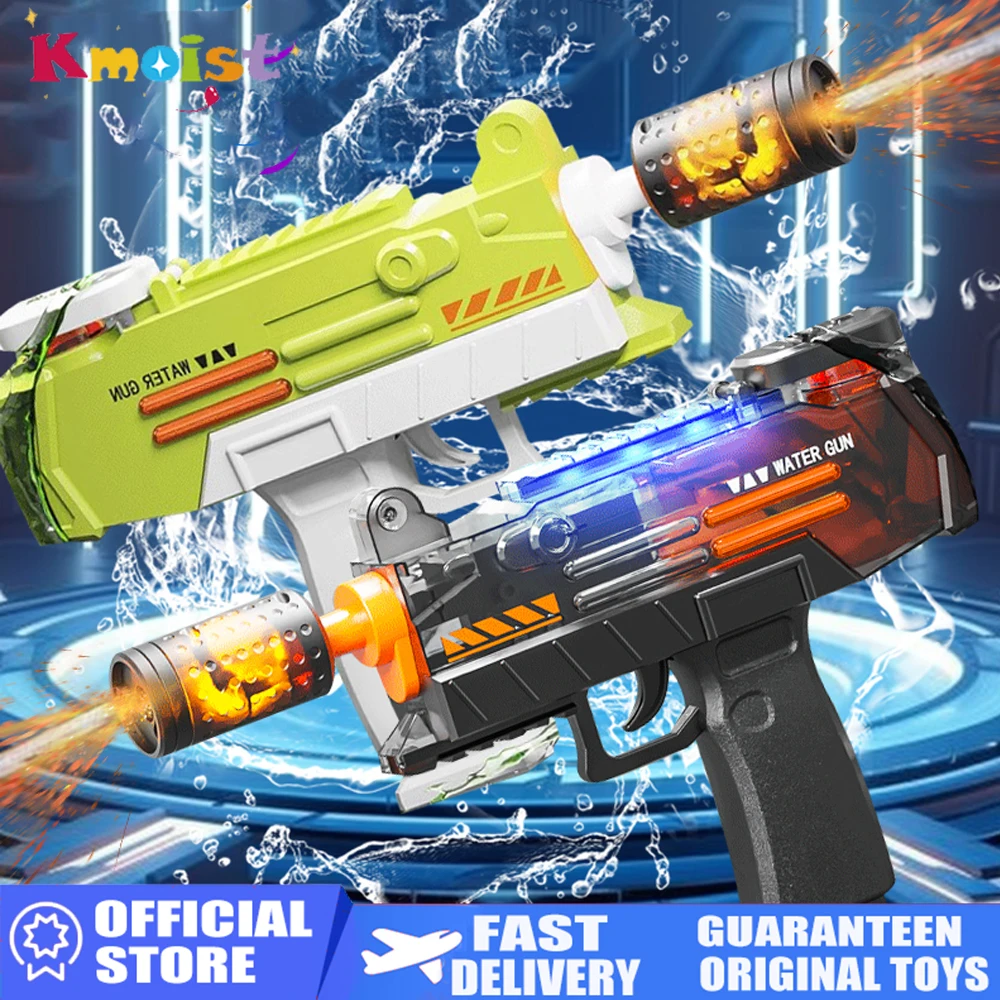 Electric Water Gun for Kids Manual Automatic Water Gun With Light-up Toys Long Range Outdoor Toys for Boys Children's Day Gifts