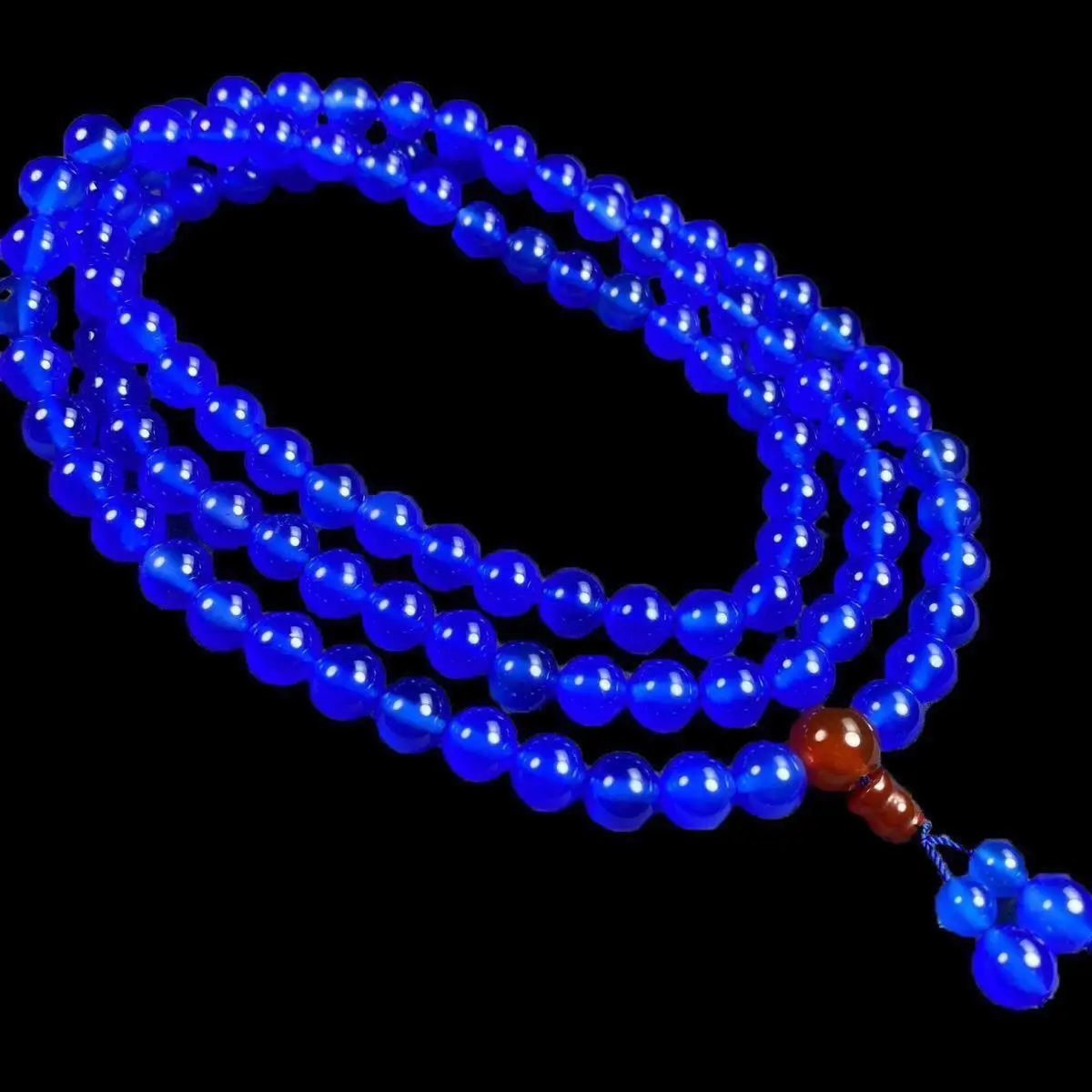 

Dark Ice-through Blue Chalcedony 108 Bracelets, Blue-green Agate Multi-circle Bracelet, Men's and Women's Buddha Beads.