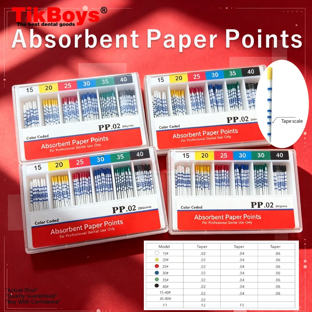 Dental Absorbent Paper Points Moisture Absorbing Paper Tips Taper 0.02 0.04 0.06 F1 F2 F3 Clinic Consumables Cone De Gutta Denta