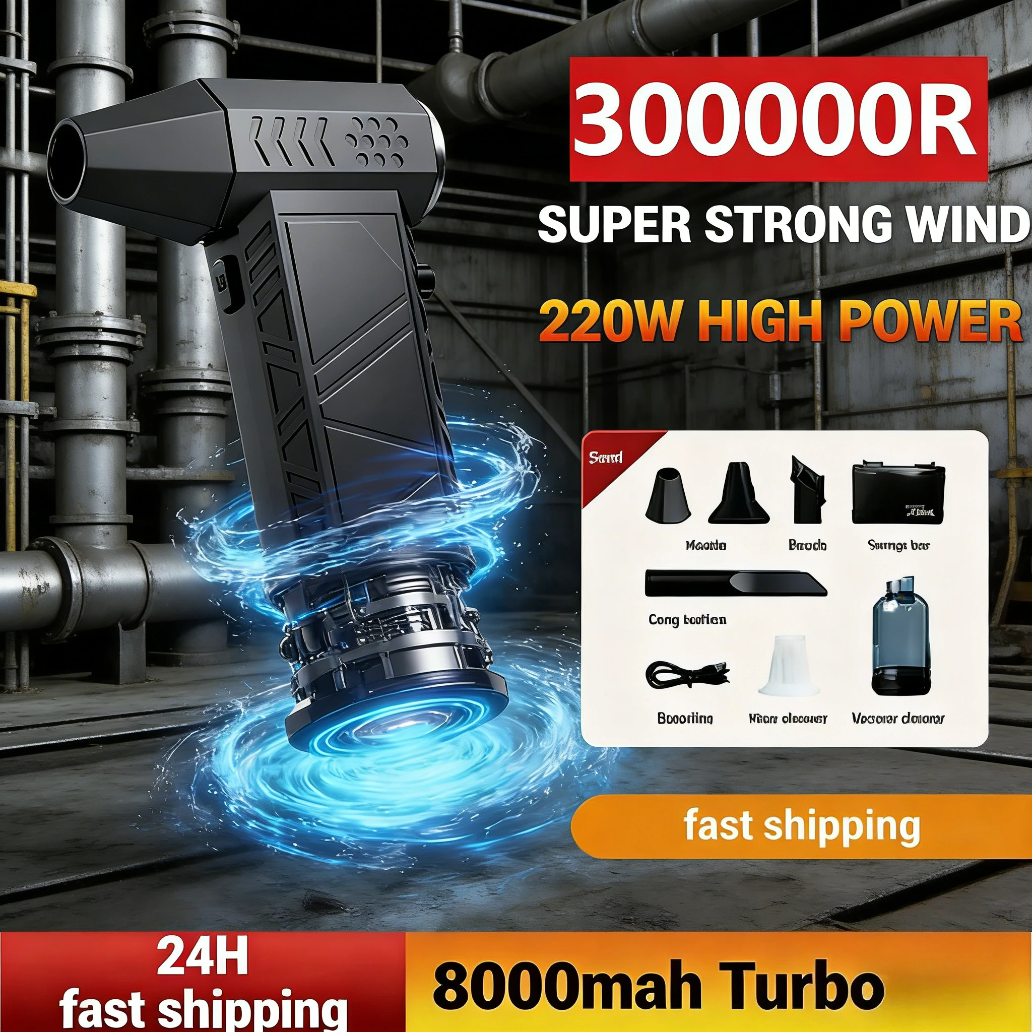 

New Upgraded X9 Handheld Turbo Dryer – 300K RPM Brushless Rechargeable Hair Fan