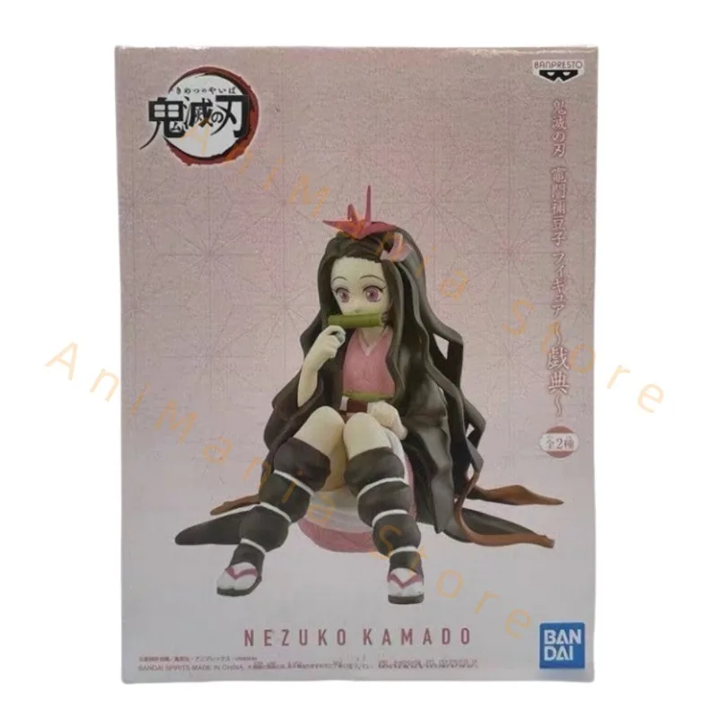 Em estoque demon slayer kamado nezuko cor primária postura sentada prêmio figura brinquedo presente anime coleção modelo hobby
