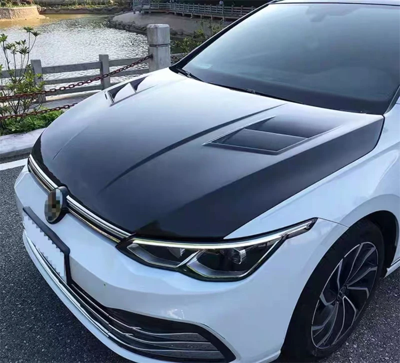 For Volkswagen Golf 8 8.5 GTI MK8 2020-2025 Real Carbon Fiber Hood Engine Cover Hood Headliner Hood Cover Upgrade Auto Parts Kit