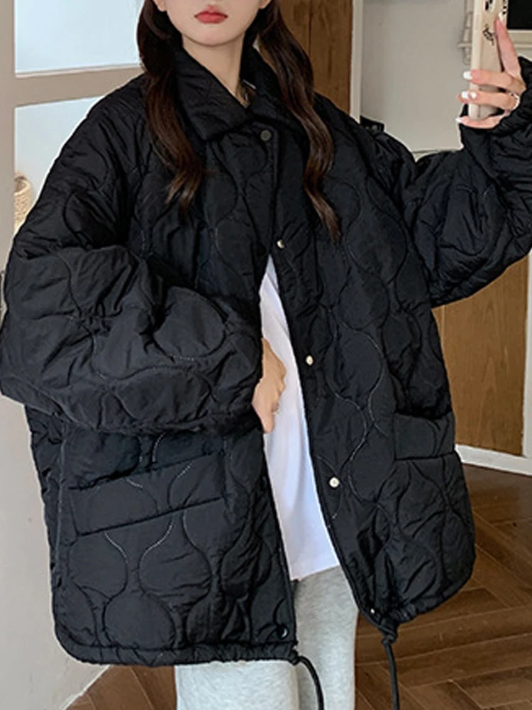 Oversized Parkas Women Sweet Down Padding Coat Female Autumn Winter Fashion Jackets Ladies Casual Loose Warm Quilted Coats