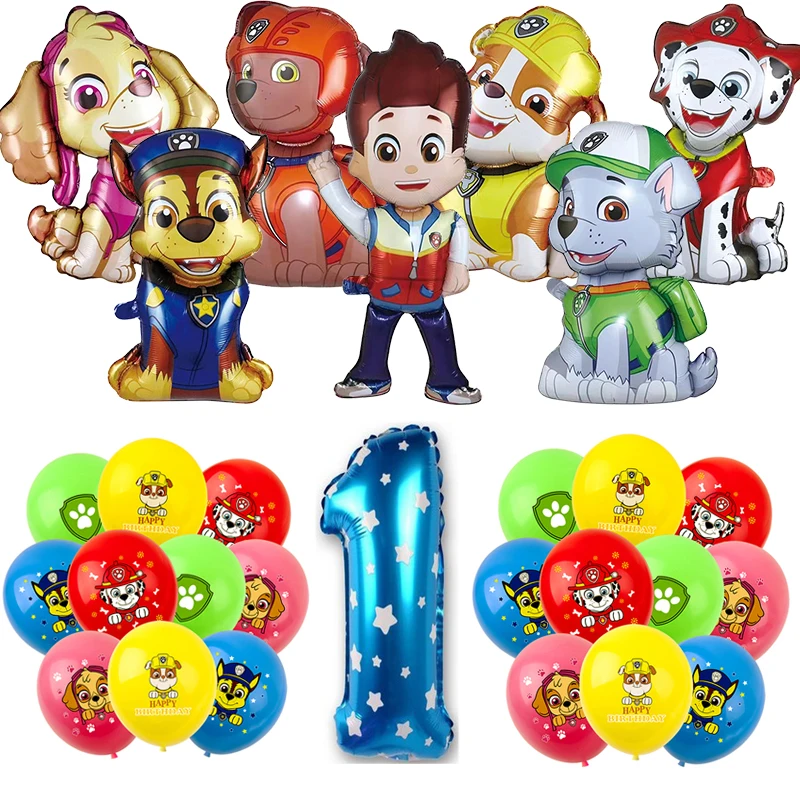 Paw Patrol Birthday Party Decoration Balloons Disposable Tableware Napkin Banner Cups Backdrop Kid Party Supplies For Children ﻿