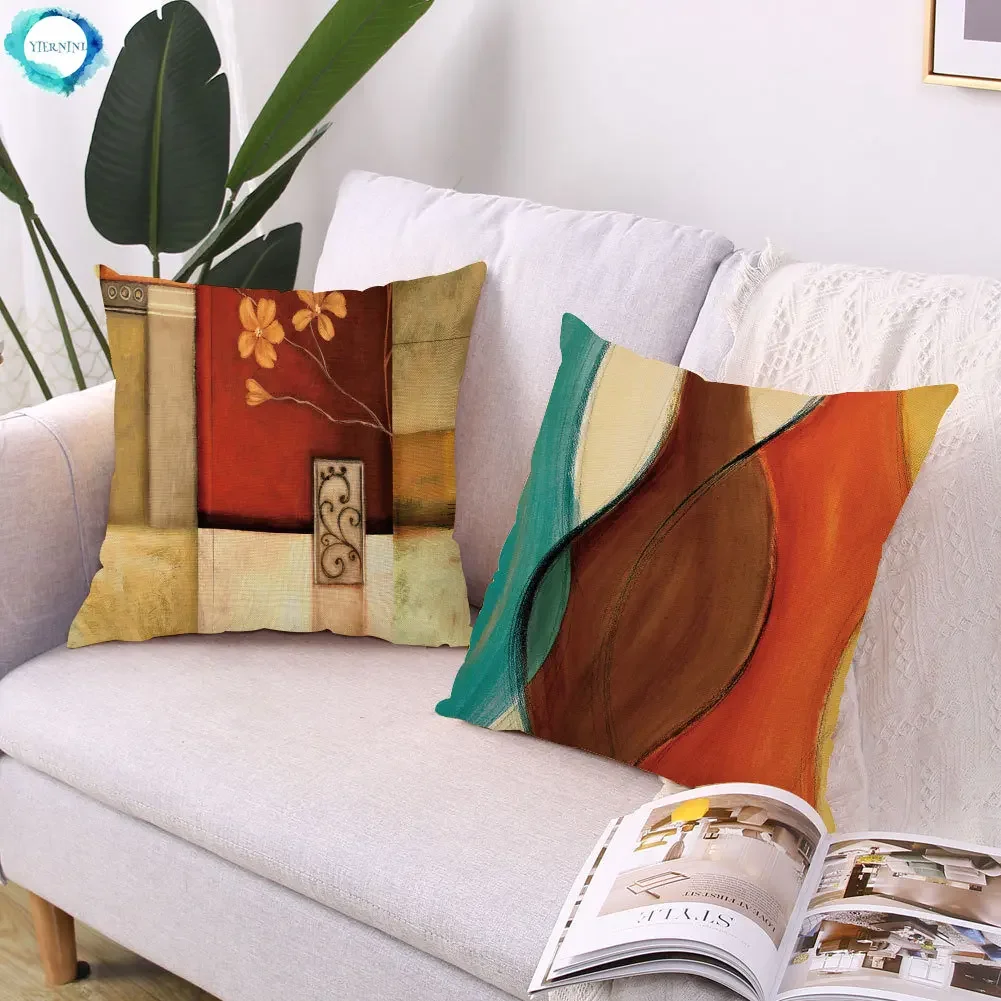 45*45CM Modern Abstract Retro Art Geometric Pillowcase Color Irregular Pattern Office Chair Cushion Sofa Pillowcase