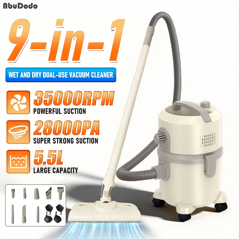 550W 28000Pa Wet and Dry Vacuum Cleaner 5.5L Canister High Power for Car Home Shop Pet Hair Carpet Hard Floor