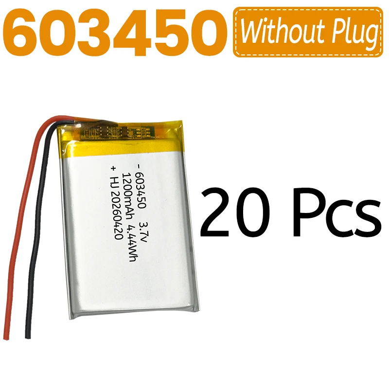 Universal 3.7V Rechargeable Lithium Polymer Battery 603450, High Temperature Resistant, for Dash Cameras, Tire Pressure Monitors