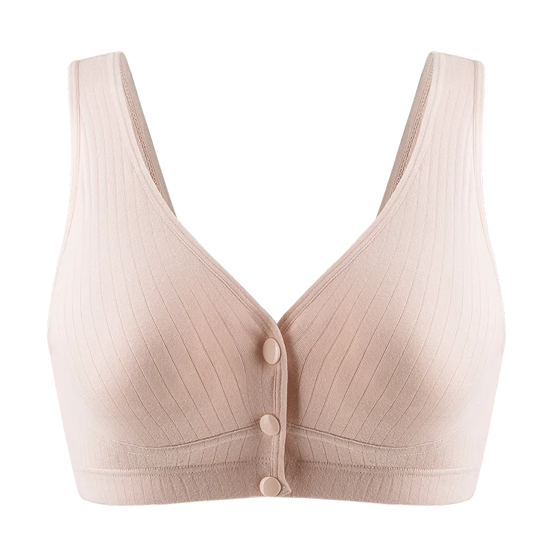 Vest Nursing Bra Pure Cotton Wireless Maternity Underwear Seamless Plus Size Front Buckle Breast Feeding Bra Open Cup Bra