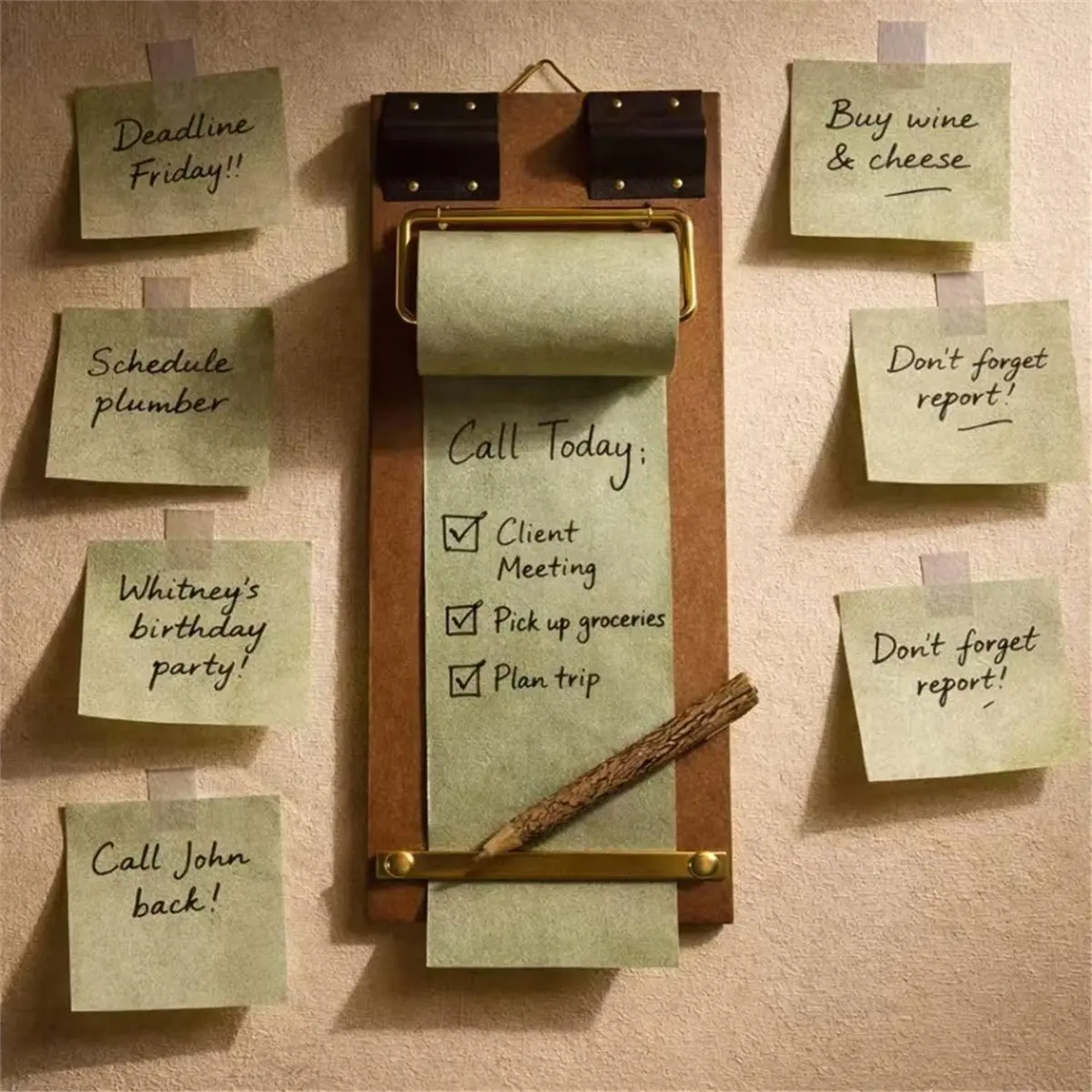 Retro Wall Mounted Memo Board Rustic Clipboard Notepad, Cafe and Home Workplace Decoration