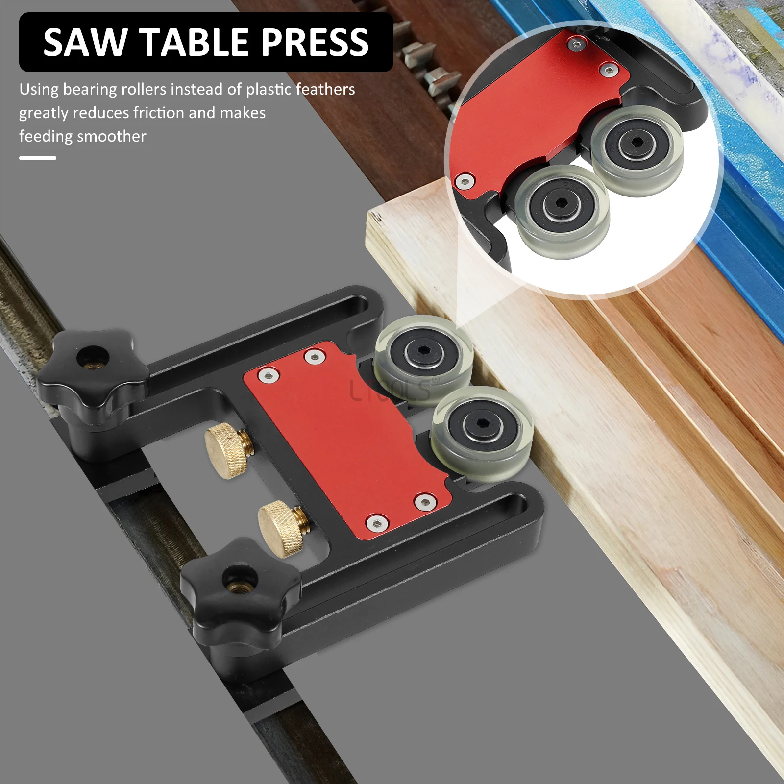 

Table Saw Bearing Roller Feeder Aluminum Alloy Sliding Feeding Guide Roller Feather Board Auxiliary Tool Adjustable Stock Guides
