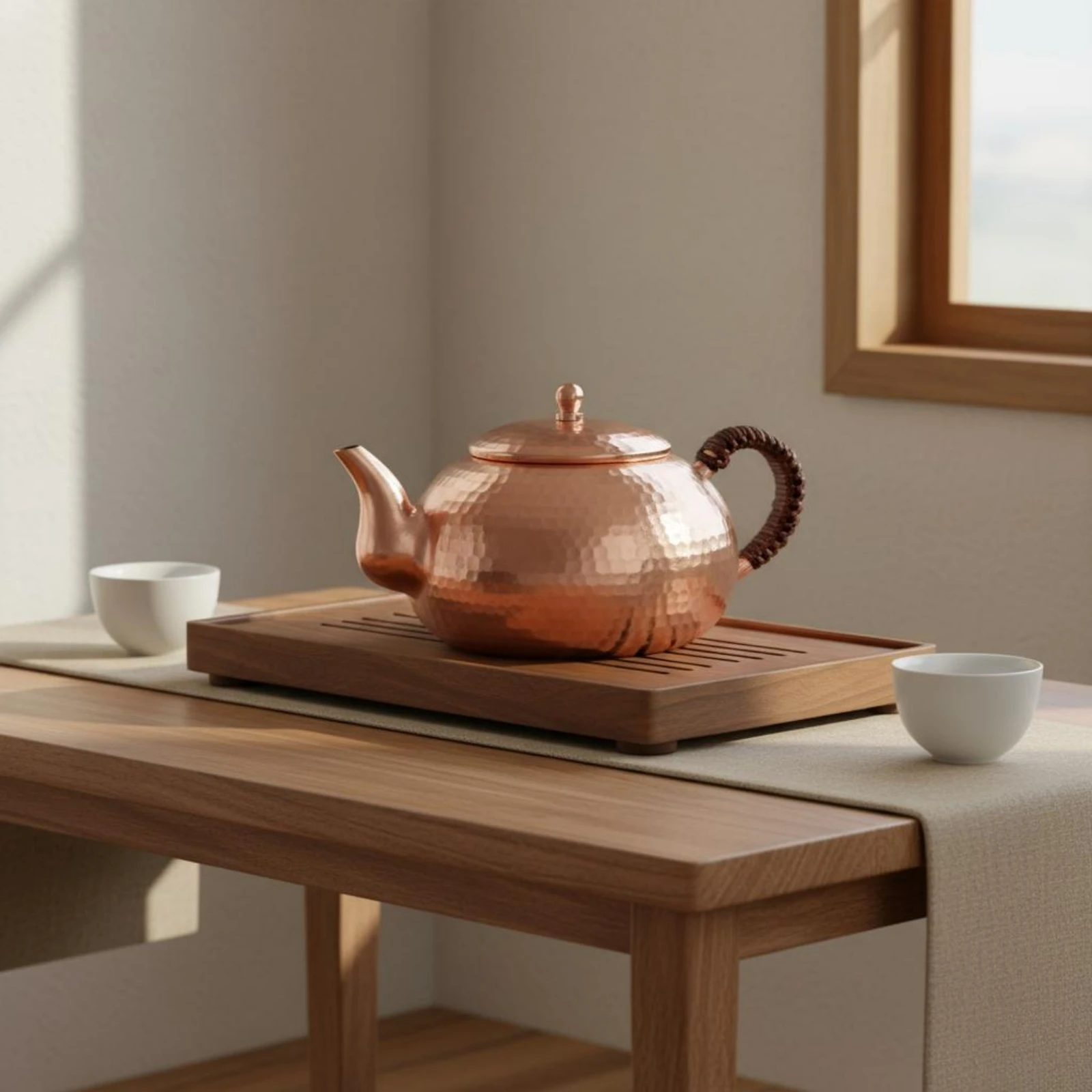 Hammered Copper Kettle Thickened Copper Teapot Side Handle Teapot Heat Resistant Kitchenware Non for Water Boiling