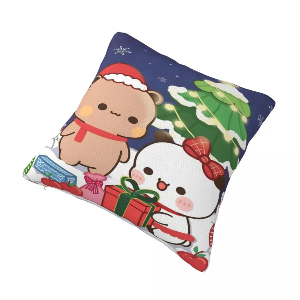 Bubu e Dudu Buon Natale Federa per cuscino Fodera per cuscino con grafica in poliestere Federe Kawaii per sedia da soggiorno