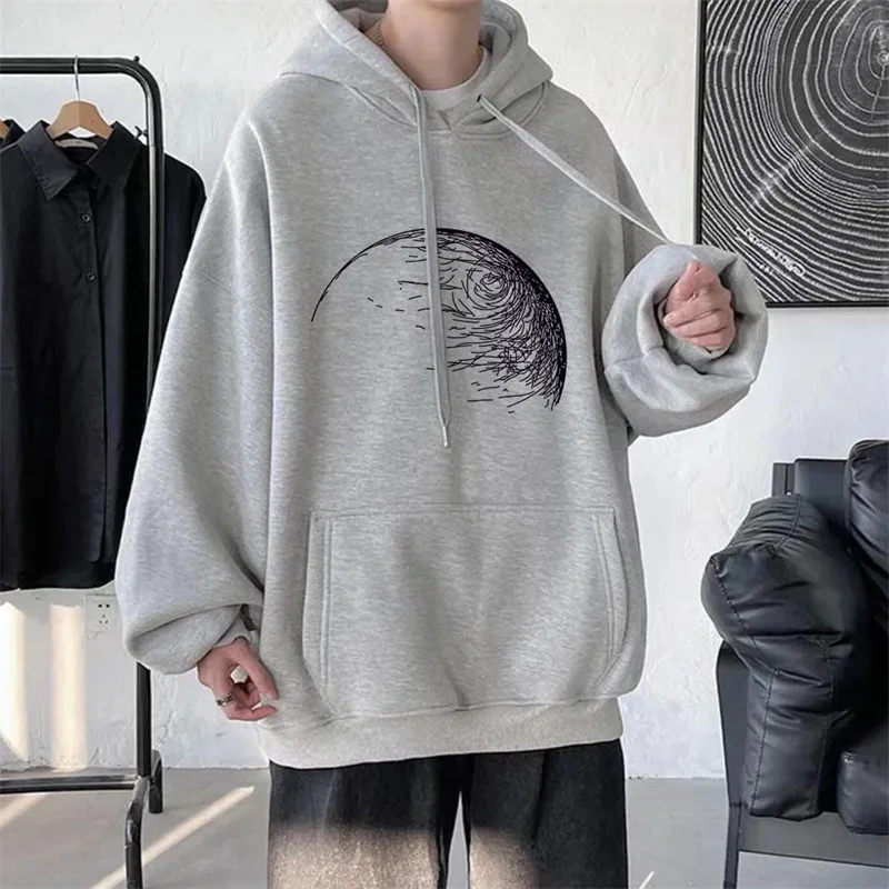 Goth Fashion Graphic Printed Hoodies Men\'s Autumn Hip Hop Fashion Oversized Hooded Sweatshirts New Y2K Streetwear Clothes