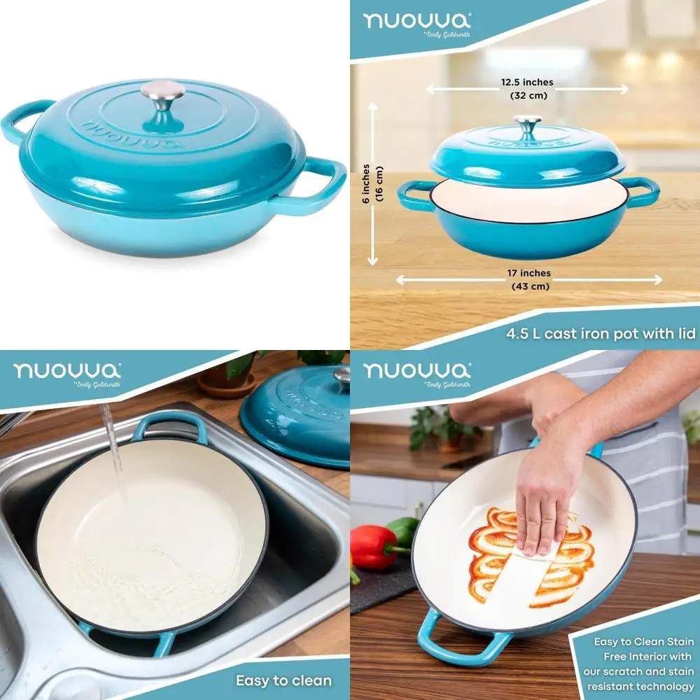 

Чугунная запеканка с антипригарным покрытием и крышкой - безопасная голландская кастрюля для духовки для прочной посуды, до 500 шт. ° F, идеально подходит для выпечки