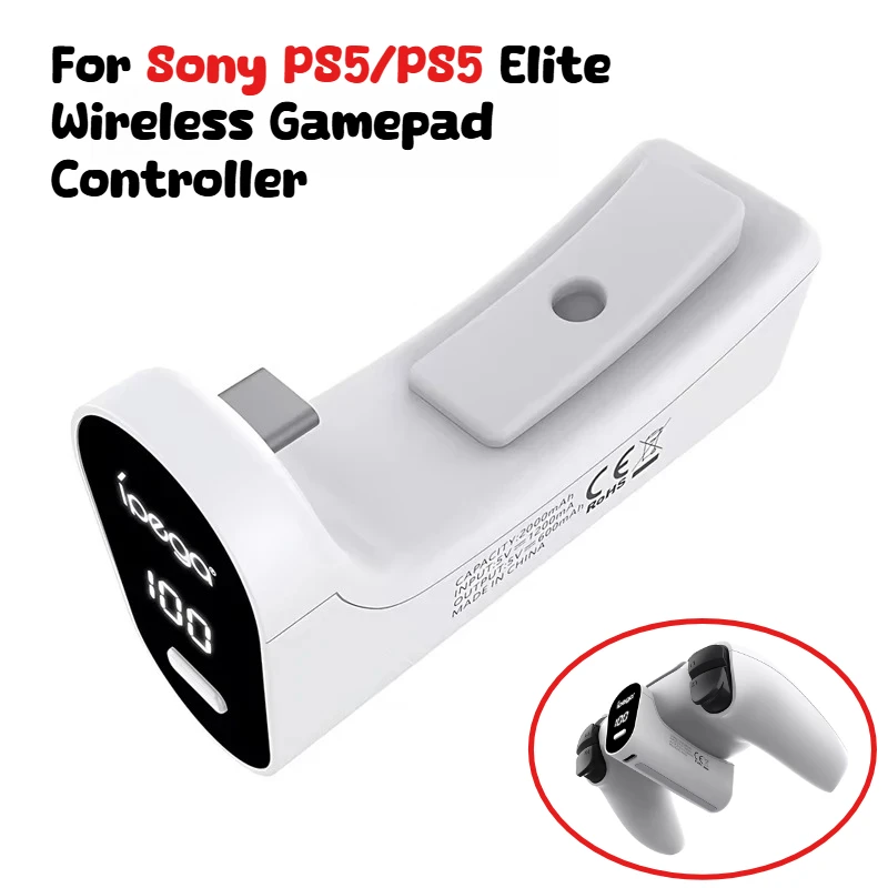 For Sony PS5/PS5 Elite Wireless Gamepad Controller 2000mAh USB Type C Rechargeable Back Clip Spare Battery Gaming Accessories