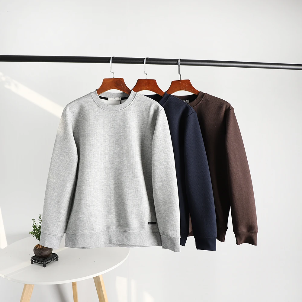 

Мужской свитшот из дышащей композитной трикотажной ткани с круглым вырезом и длинными рукавами, повседневный, универсальный, однотонный, базовый.